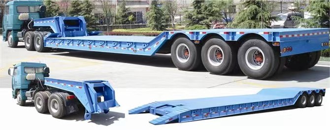 gooseneck semi-trailer datar rendah gooseneck low flat semi-trailer